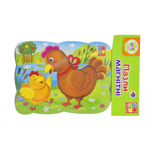 Магнитные пазлы "Курочка и ципленок", 12 деталей (укр) (Vladi Toys)
