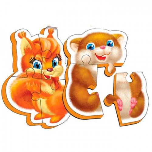 Мʼякі бебі пазли "Пухнастики" (2 пазли) (Vladi Toys)