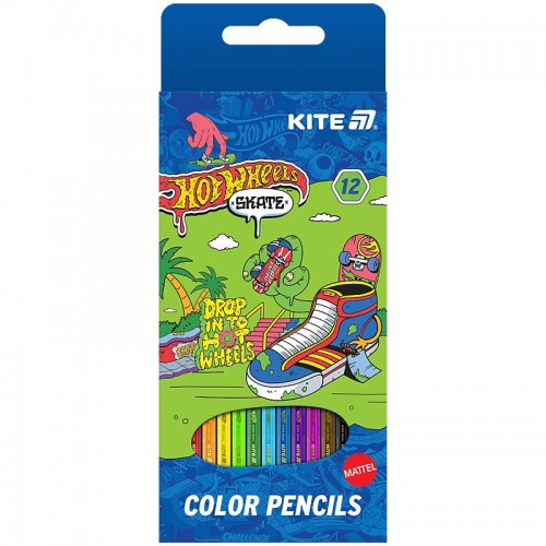 Олівці кольорові, 12 шт. Hot Wheels (Kite)