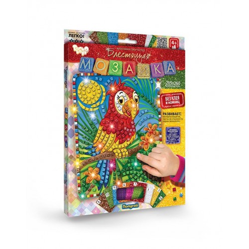 Набір для творчості "Блискуча мозаїка" Папуга (Dankotoys)