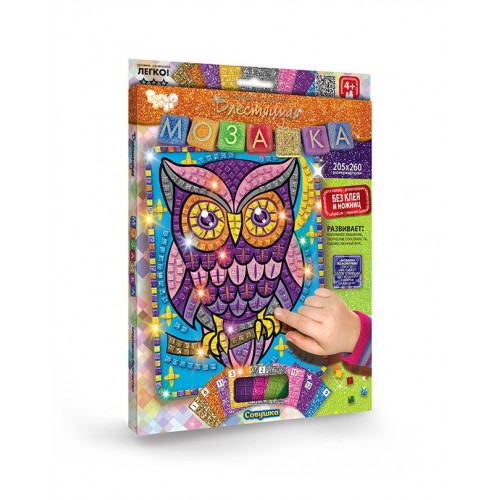 Набір для творчості "Блискуча мозаїка" Сова (Dankotoys)