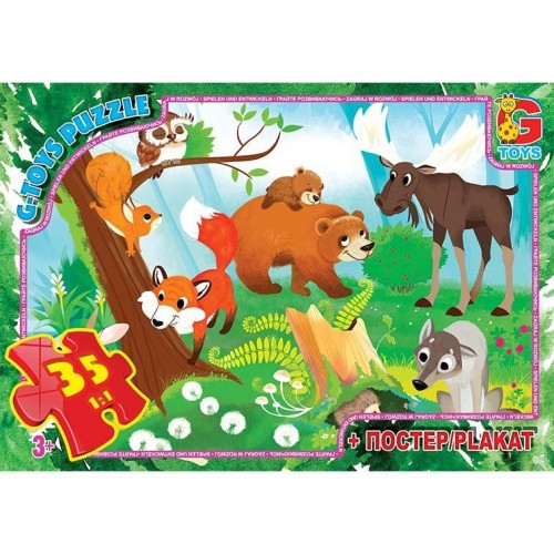 Пазлы "Учимся с удовольствием: Лесные жители", 35 эл (Gtoys)