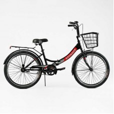 Велосипед складной Corso 24'' Advance односкоростной, складная стальная рама 14'', корзина, в мешке