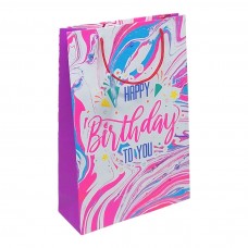 Пакет паперовий Happy Birthday з ручками 24х35х9 см NEON