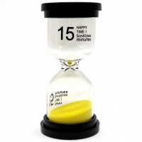 Песочные часы на 15 мин, высота - 10 см (желтые)