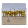 Свечи для торта "Happy Birthday" золото (MiC)