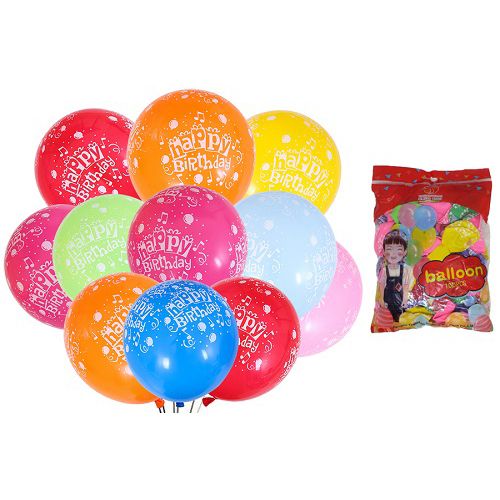 Кульки латексні повітряні (30 см) "Happy birthday", набір 100 шт (MiC)