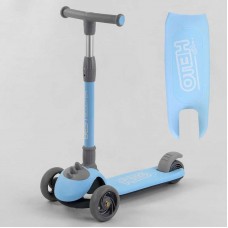 Самокат триколісний D-0885 Best Scooter, БЛАКИТНИЙ, складане алюмінієве кермо, 3 колеса PU зі світлом, d = 120*35 мм