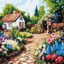Картина за номерами "Квіти біля хатини" 30х30 см (Ідейка)