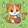 Картина за номерами ""Котик і клубочок" 25х25 см (Ідейка)