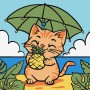 Картина за номерами "Котик і ананас" 25х25 см (Ідейка)
