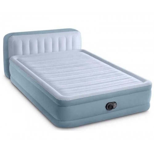 Надувне ліжко (розмір:236x152x86 см, с узголів'ям PLUSH, вбудований електронасос, двоспальне) (Intex)