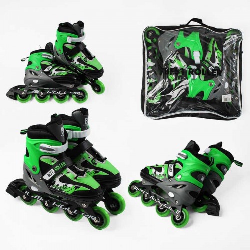 Ролики "Best Roller" (розмір 38-42; колір – ЗЕЛЕНИЙ; колеса PU, ПЕРЕДНЄ КОЛЕСО СВІТЛО, устілка 24.5-26.5 см, d колес – 7 см) в сумці (Best Roller)