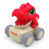Динозаврик заводний на колесах, 8,5 см (червоний)
