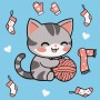 Картина по номерах для дітей "Котик і клубочок (картина №2)" 25х25 см (Ідейка)