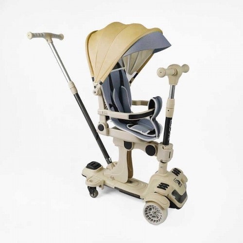 Самокат 5в1 Skyper (4) колеса PU125х40 мм зі світлом, з капюшоном, поворотне сидіння, з ДОП. КОЛЕСАМИ, захисний бампер, в коробці (Skyper)