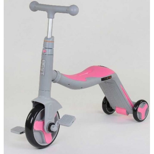 Самокат 3в1 (1) Best Scooter, самокат-велобіг-велосипед, світло, 8 мелодій, колеса PU, переднє колесо d = 20см, задні d = 11см (Best Scooter)