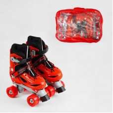 Ролики (размер 31-34 (6) цвет КРАСНЫЙ, колеса PVC, стелька 18.5-20 см, d колес – 4.5 см, в сумке)