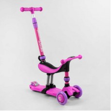 Самокат-велобег 3в1 трехколесный BS-26566 (4) Best Scooter, 3 колеса PU со светом, сидение, амортизаторы, родительская ручка