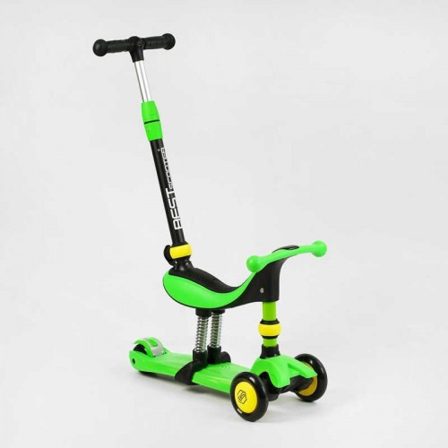 Самокат-велобег 3в1 трехколесный BS-30802 (4) Best Scooter, 3 колеса PU со светом, сидение, амортизаторы, родительская ручка (Best Scooter)