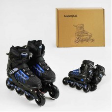 Ролики 90422-L размер 39-42 (6) цвет СИНИЙ, колеса PU, стелька 23.5-26 см, d – 9 см, алюминиевая рама, подшипник ABEC-7, в сумке