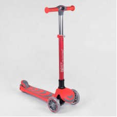 Самокат трехколесный 92606 (4) Best Scooter, КРАСНЫЙ, складной алюминиевый руль, 4 колеса PU со светом, d=12 см