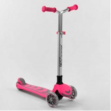 Самокат трехколесный Y-00211 (4) Best Scooter, РОЗОВЫЙ, складной алюминиевый руль, 4 колеса PU со светом, d=12 см