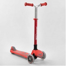 Самокат трехколесный Y-00325 (4) Best Scooter, КРАСНЫЙ, складной алюминиевый руль, 4 колеса PU со светом, d=12 см