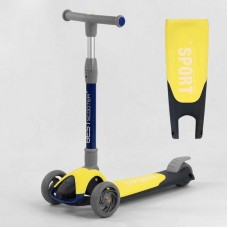 Самокат трехколесный F-55295 (6) Best Scooter, ЖЕЛТЫЙ, складной алюминиевый руль, 3 колеса PU со светом, d=120*35мм