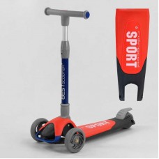 Самокат трехколесный F-44077 (6) Best Scooter, КРАСНЫЙ, складной алюминиевый руль, 3 колеса PU со светом, d=120*35мм