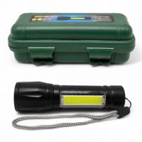 Фонарик светодиодный (аккумулятор, USB, пластиковый корпус, в коробке)