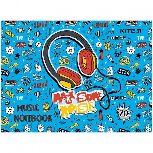 Зошит для нот А5, 20 л, Headphones (Kite)
