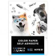 Бумага цвет. самоклеющаяся (10 л./10 цв.), А5, Kite Dogs