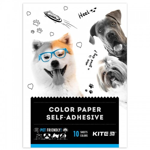Бумага цвет. самоклеющаяся (10 л./10 цв.), А5, Kite Dogs (Kite)