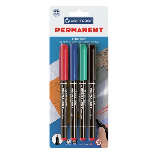 Маркер Permanent 2846/04, набор 4 шт. (блистер) (Centropen)