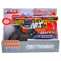 Игрушечный пистолет мех. с барабаном и мягкий. патронами (12 шт.) (графити) (28 х 17,4см)