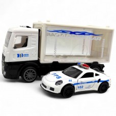 Грузовик инерц. (Полиция) с метал машинкой (Porsche)