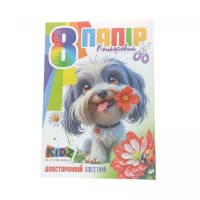 набор цветной бумаги двусторонний, офсетный 210х297 мм, 8 листов. Скоба. диз.25126