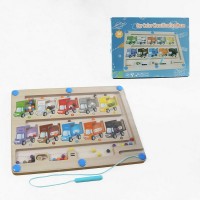 Деревянная магнитная доска (сортер, цифры, цвета, стилус, в коробке)