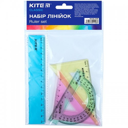 Набір: лінійка 15см,2 кос.,трансп. (ас.кольор.) Kite Classic (Kite)