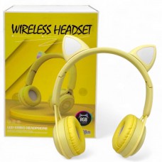 Наушники беспроводные, подсветка, Bluetooth, (ЖЕЛТЫЕ)