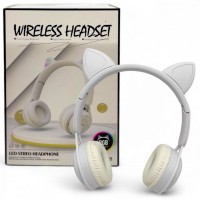 Наушники беспроводные, подсветка, Bluetooth, (БЕЛЫЕ)