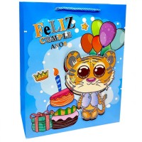 Пакет подарунковий, 32х26х12 см (ТИГРИК БЛАКИТНИЙ)