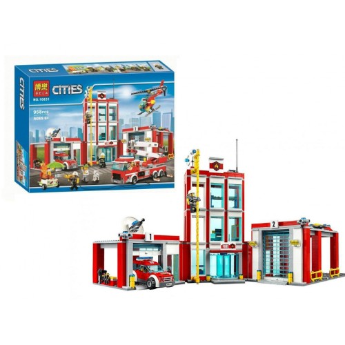 Конструктор "CITIES. Пожарная часть", 958 дет. (BELA)