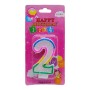 Свеча-цифра цветная с блестками "2" 6 см (MiC)