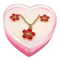 Детский набор украшений: кулон+серьги (с красным цветком)