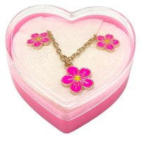 Детский набор украшений: кулон+серьги (с розовым цветком)