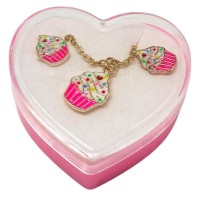 Детский набор украшений: кулон+серьги (С розовым кексиком)