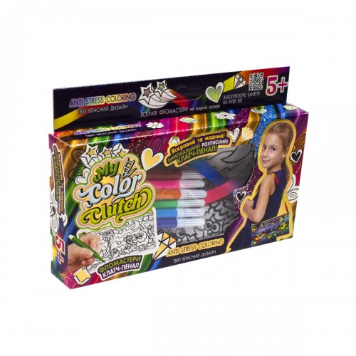 Набор для творчества "My Color Clutch", клатч-пенал-раскраска "Совы" (укр) (Dankotoys)