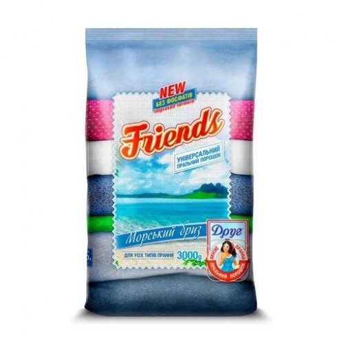 Друг стиральный порошок 3кг Морской бриз (Friends)